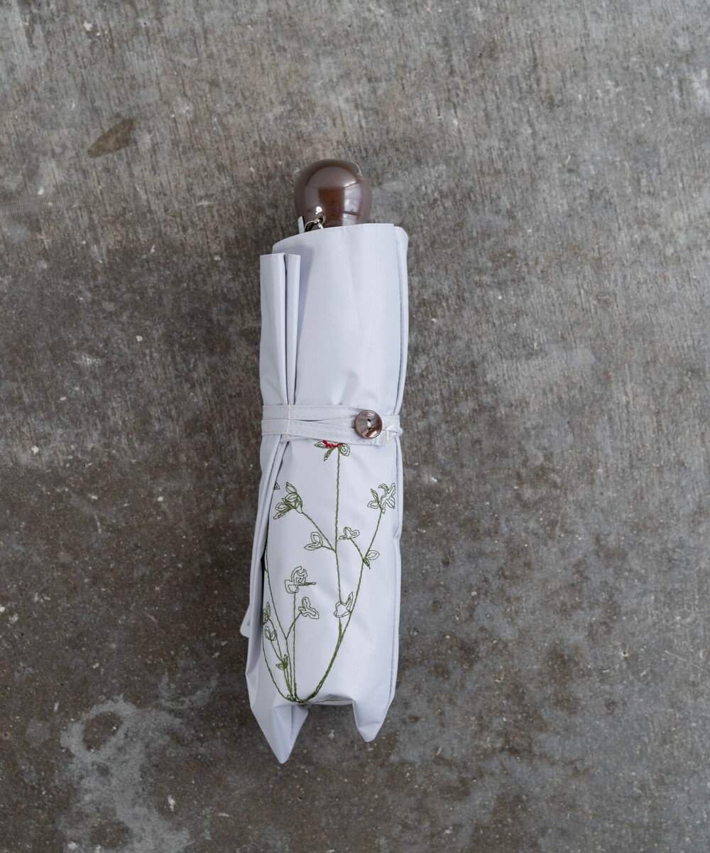 AND WOOL 〈一級遮光生地・晴雨兼用〉ボタニカル刺繍の日傘 （折りたたみ傘タイプ） 