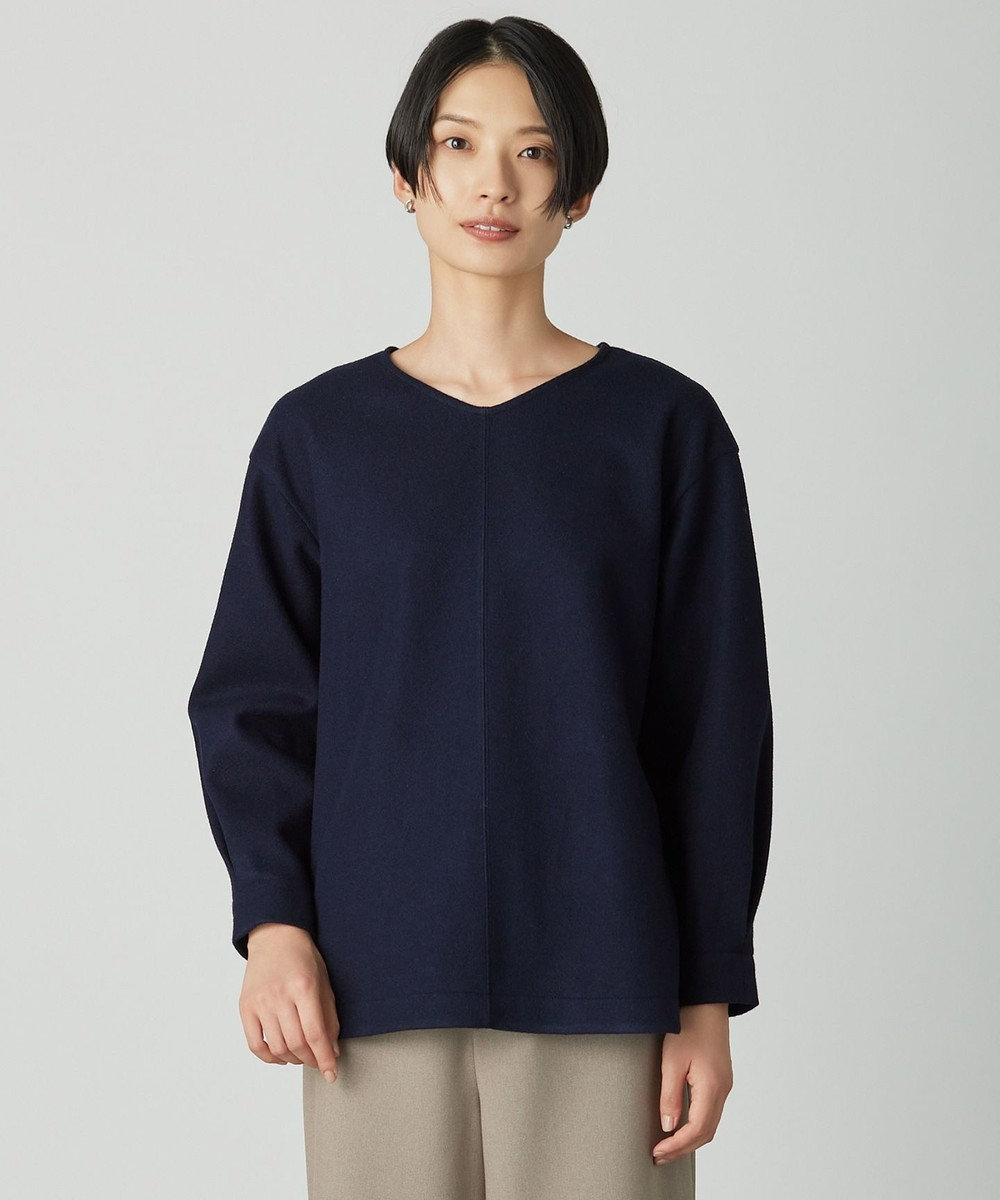 J.PRESS LADIES メルトンジャージー Vネック カットソー 