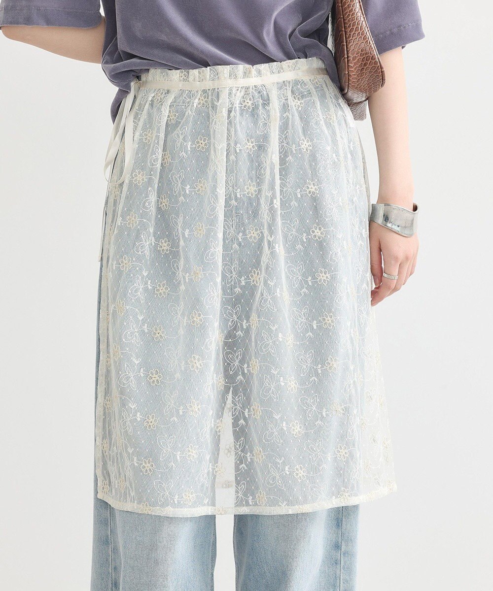 earth music&ecology フラワー刺繍レイヤードスカート 