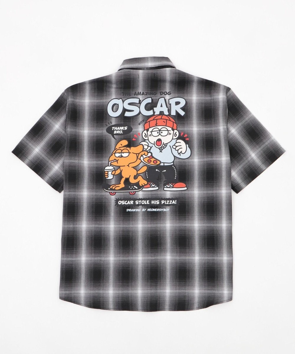 WEGO 【ユニセックス着用ITEM/MLサイズ展開】イラストオンブレチェックシャツ（SS） 