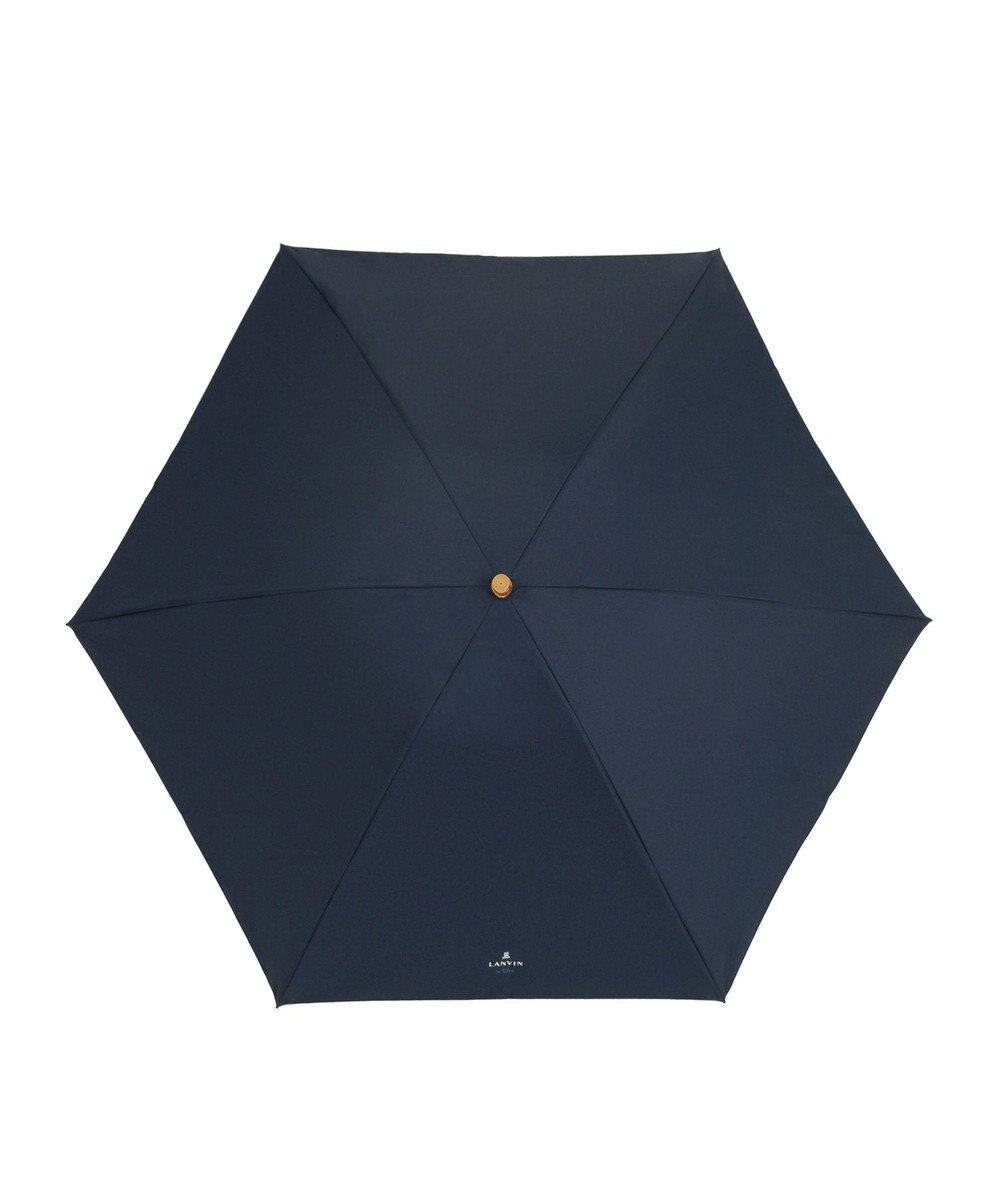 MOONBAT 【WEB限定】LANVIN en Bleu 晴雨兼用 折りたたみ傘 ワイド プレーン×ロゴ刺繍 一級遮光 遮熱 UV 
