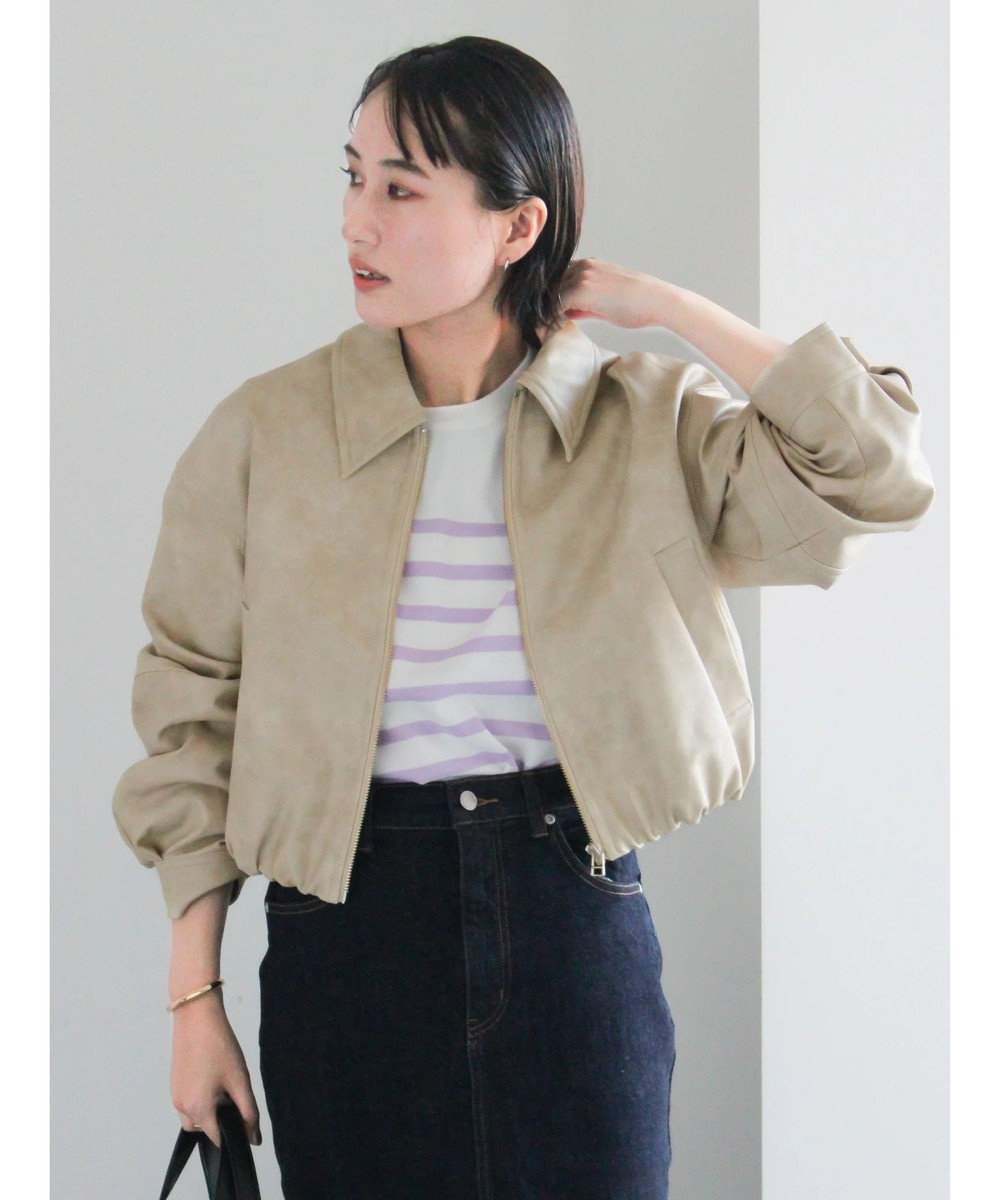 Te chichi フェイクレザークロップドブルゾン 