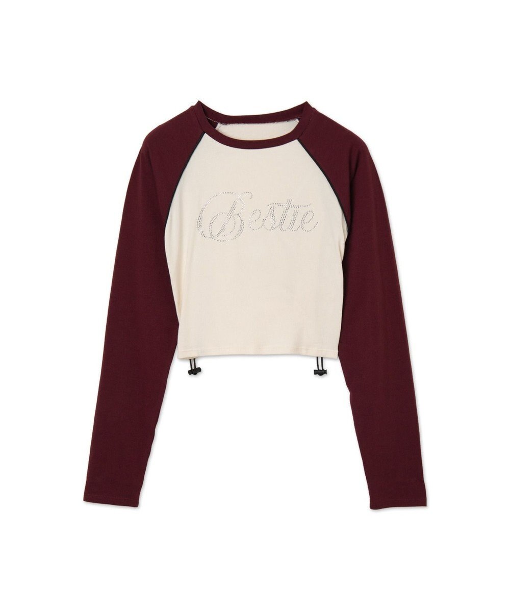 WEGO ラインストーンサイドドロストラグランロンT 