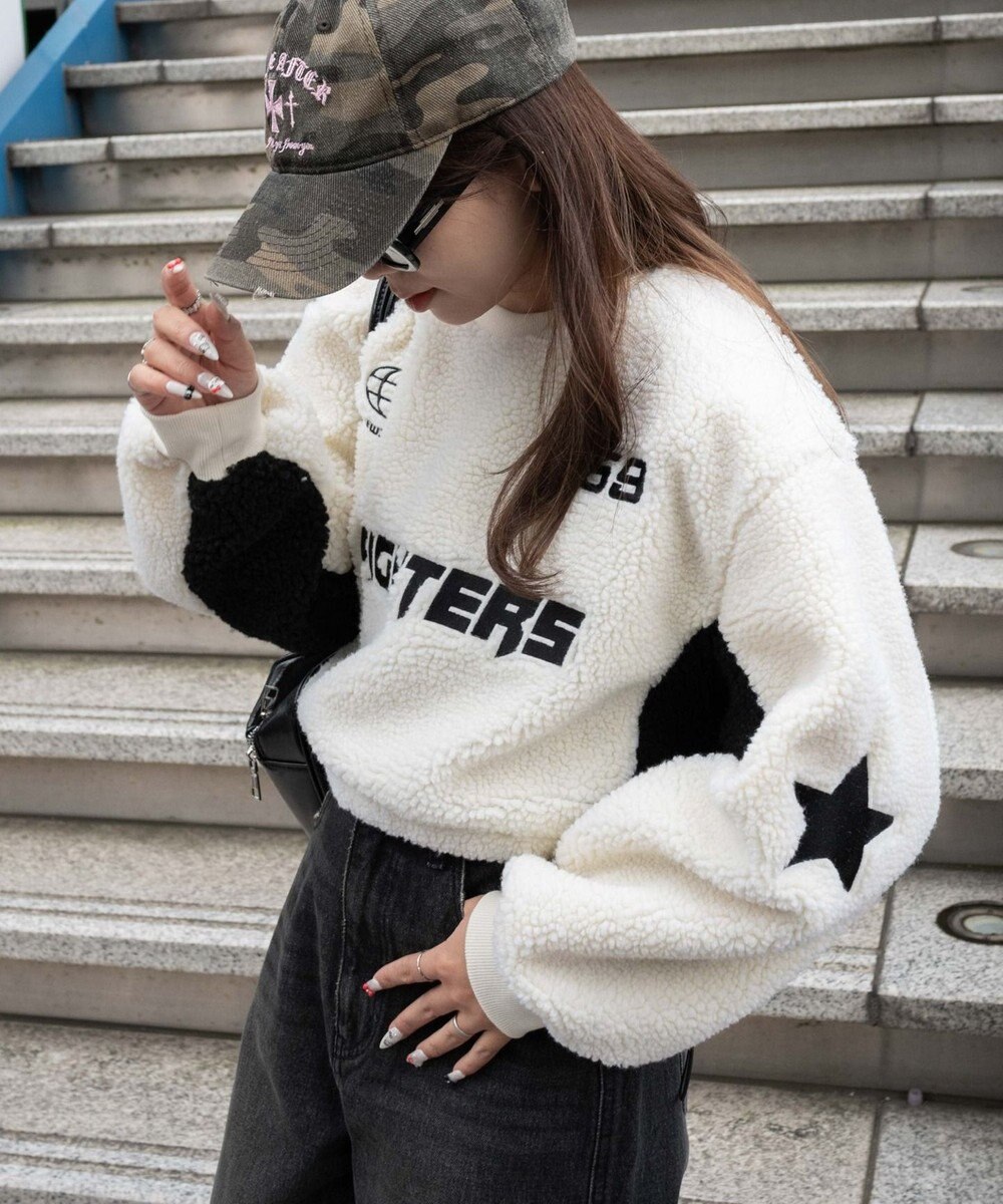 WEGO スポーツグラフィックボアショートプルオーバー 