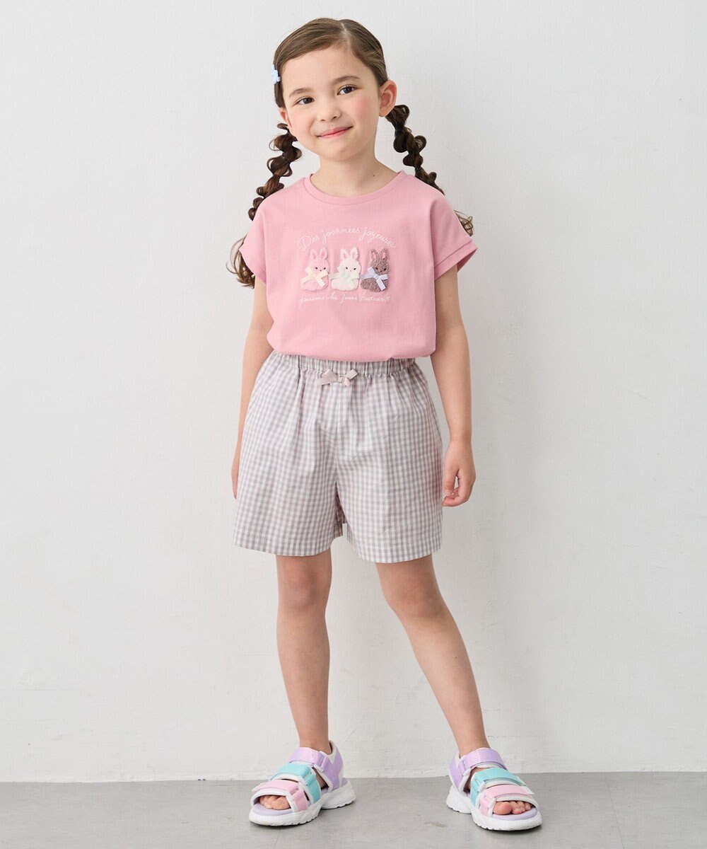 ANY KIDS 【綿100%】ひんやり フレンチスリーブ サガラ刺繡Tシャツ 