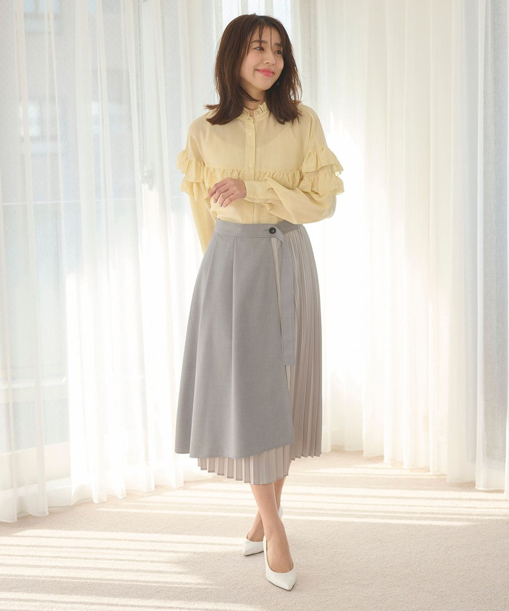 Feroux 【洗える】プリーツコンビ スカート 