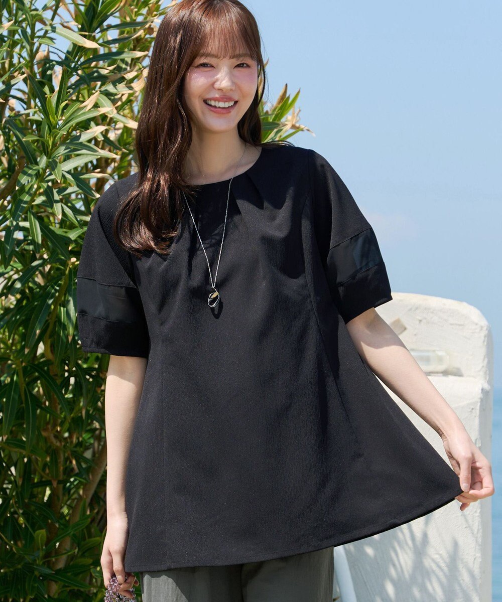 Tiaclasse シフォンランタンスリーブチュニック 