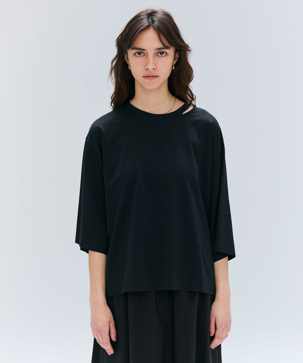 BEIGE， 【洗える・GLOW ８月号掲載】S.BABILA / スリットネックオーバーサイズTシャツ 