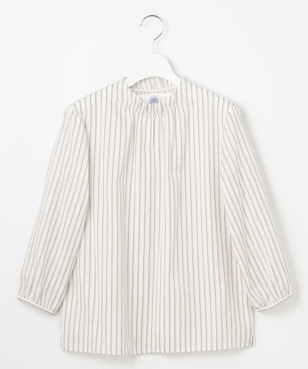 J.PRESS LADIES L プロビスストライプチェック フリルネック カットソー 