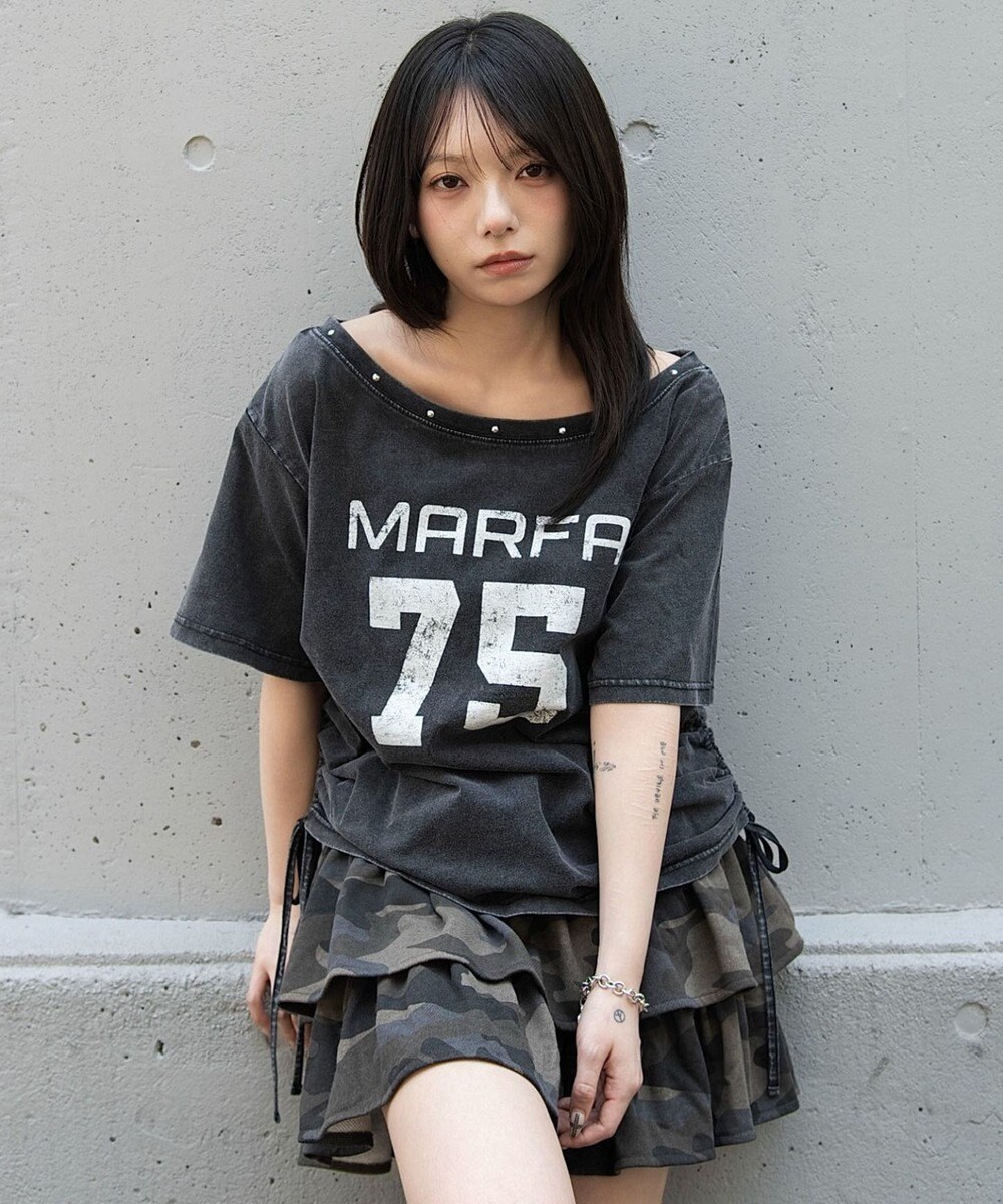 WEGO サイドドロストオフショルグラフィックT 