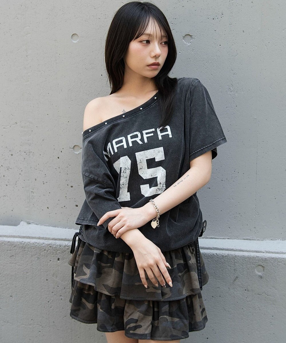 WEGO サイドドロストオフショルグラフィックT 