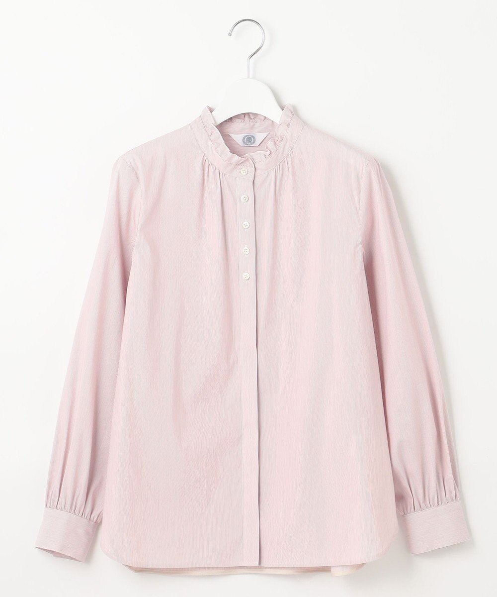 J.PRESS LADIES L 【洗える】 BEZ VEGA フリル ストライプ ブラウス 