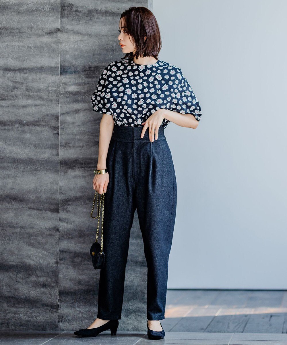 組曲 S 【組曲×setsuko sagittaire】ハイカウントストレッチプリント ブラウス 