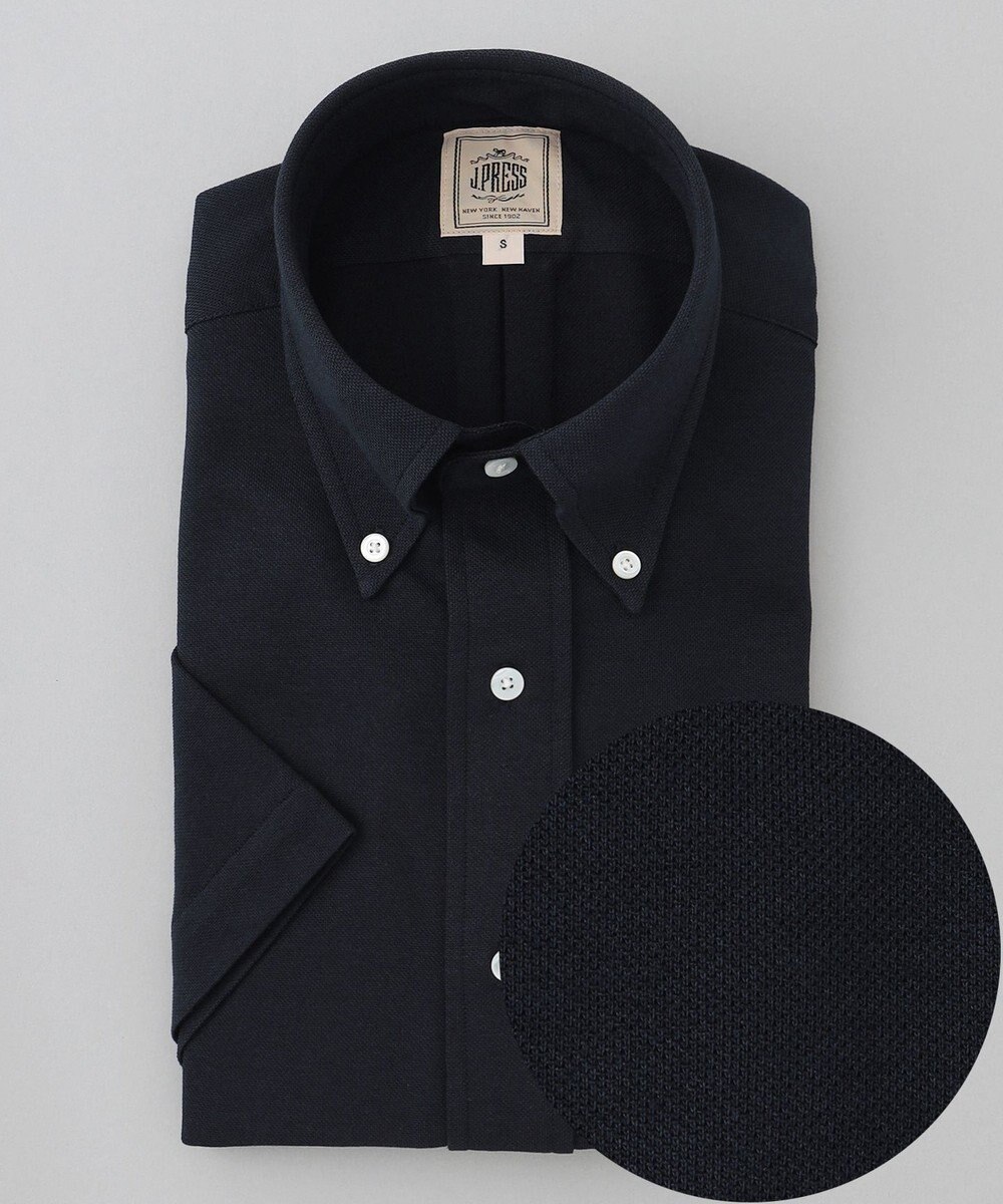 J.PRESS MEN 酷暑の清潔感もこれ一枚で【吸水速乾 / 抗菌防臭 / 防シワ】【J.PRESS OXFORD JERSEY】カノコインレイ半袖 シャツ / B.D. 