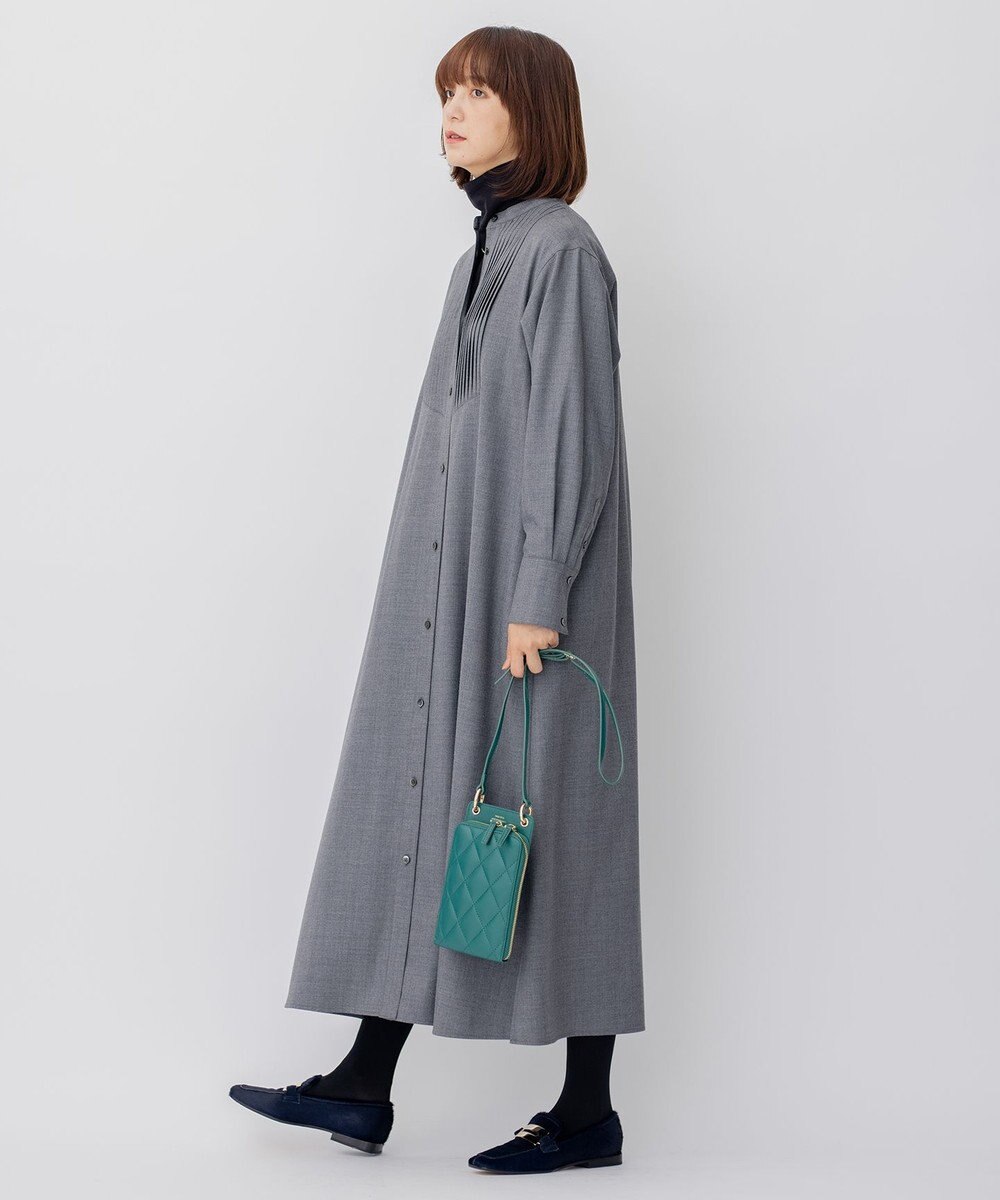 23区 L 【CLASSY.コラボ/洗える】ウールストレッチツイル ピンタック ワンピース 