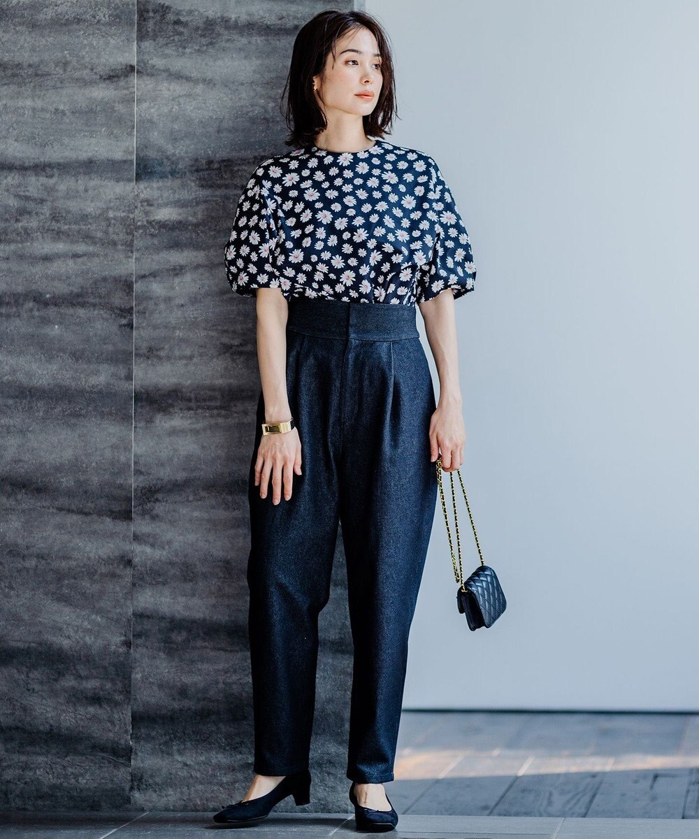 組曲 S 【組曲×setsuko sagittaire】ハイカウントストレッチプリント ブラウス 