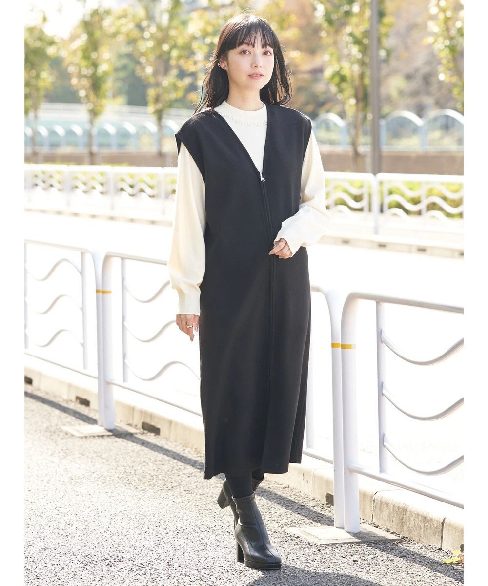 earth music&ecology 圧縮ニットＺＩＰジャンスカ 