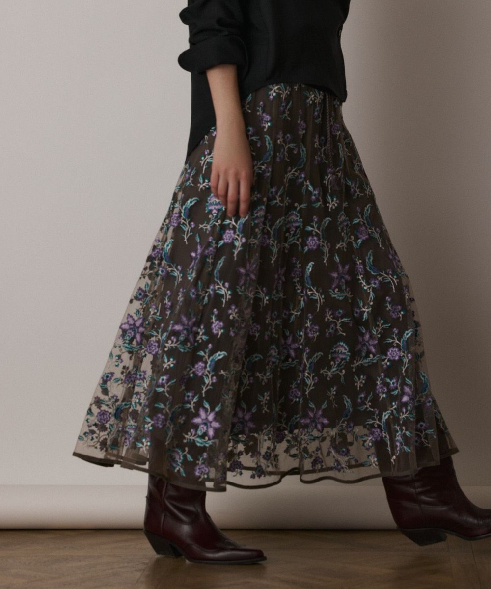 GRACE CONTINENTAL サラサ刺繍チュールスカート 