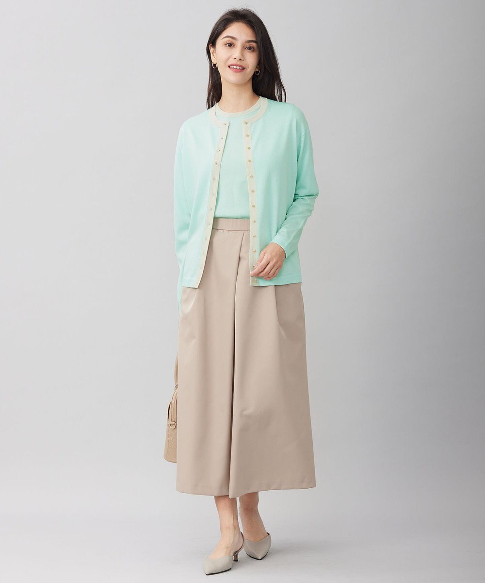 自由区 【アンサンブル対応・洗える】シャインハイゲージ5分袖 ニット 