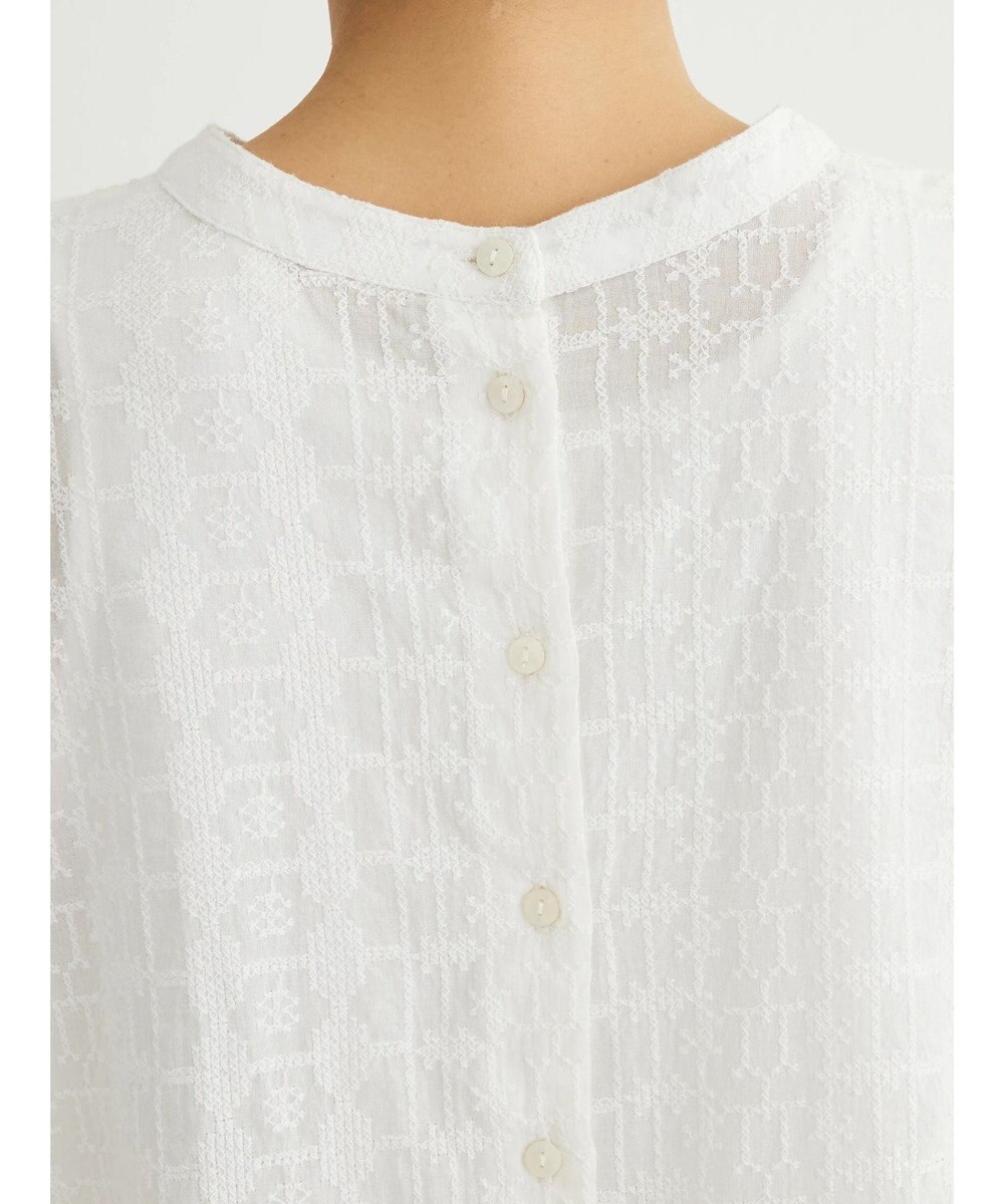 Green Parks インド綿 SET２点 刺繍７分丈ブラウス＋タンクトップ 