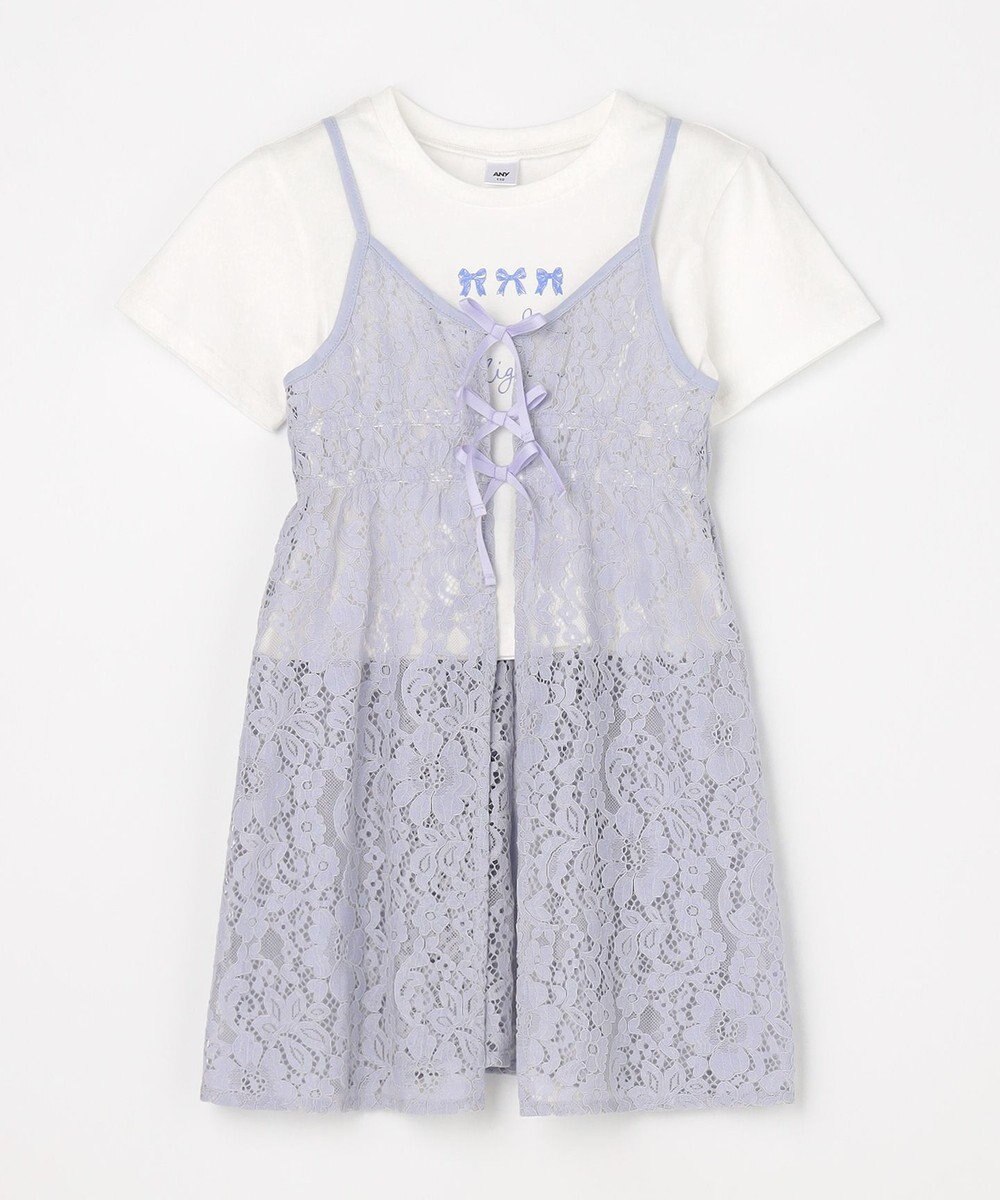 ANY KIDS 【2点セット】Tシャツ×レース キャミソールチュニック 