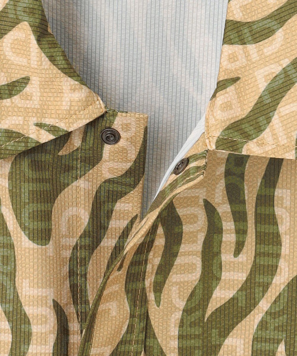 PW CIRCULUS 【MEN】ストライプカモフラ メッシュポケットシャツ ゴルフ 