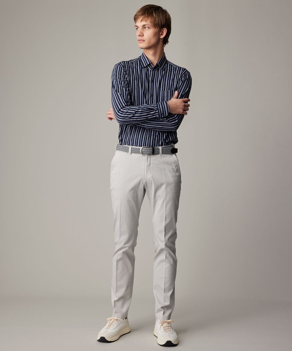 JOSEPH ABBOUD 【ストレッチ・イージーケア】ジャージーストライプシャツ 