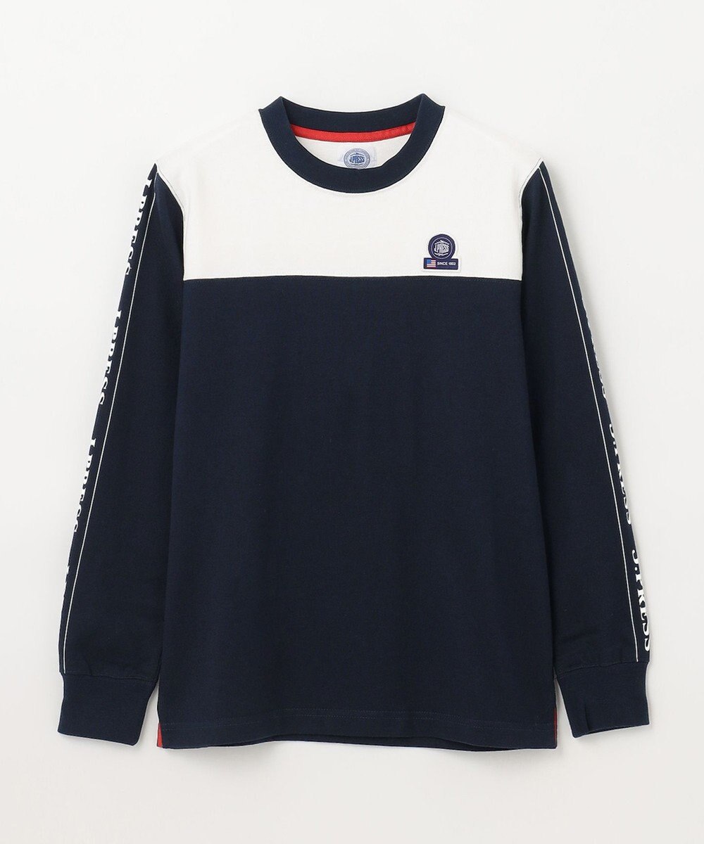 J.PRESS KIDS 【140-170cm】切替×袖プリント 長袖Tシャツ 