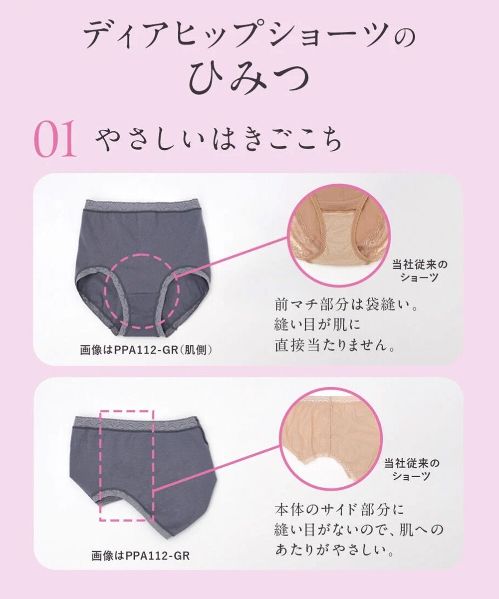 WACOAL 【ディアヒップ】 ショーツ はきこみ丈ふかめ 綿混(身生地) ヒップを包みこむフィット感 やさしいはきごこち PPA177 /ワコール 