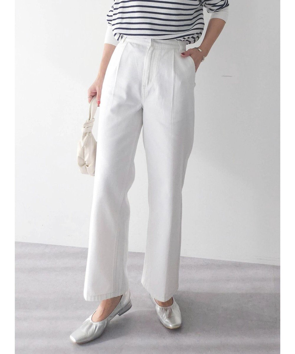 Green Parks ストレートタックデニムパンツ 