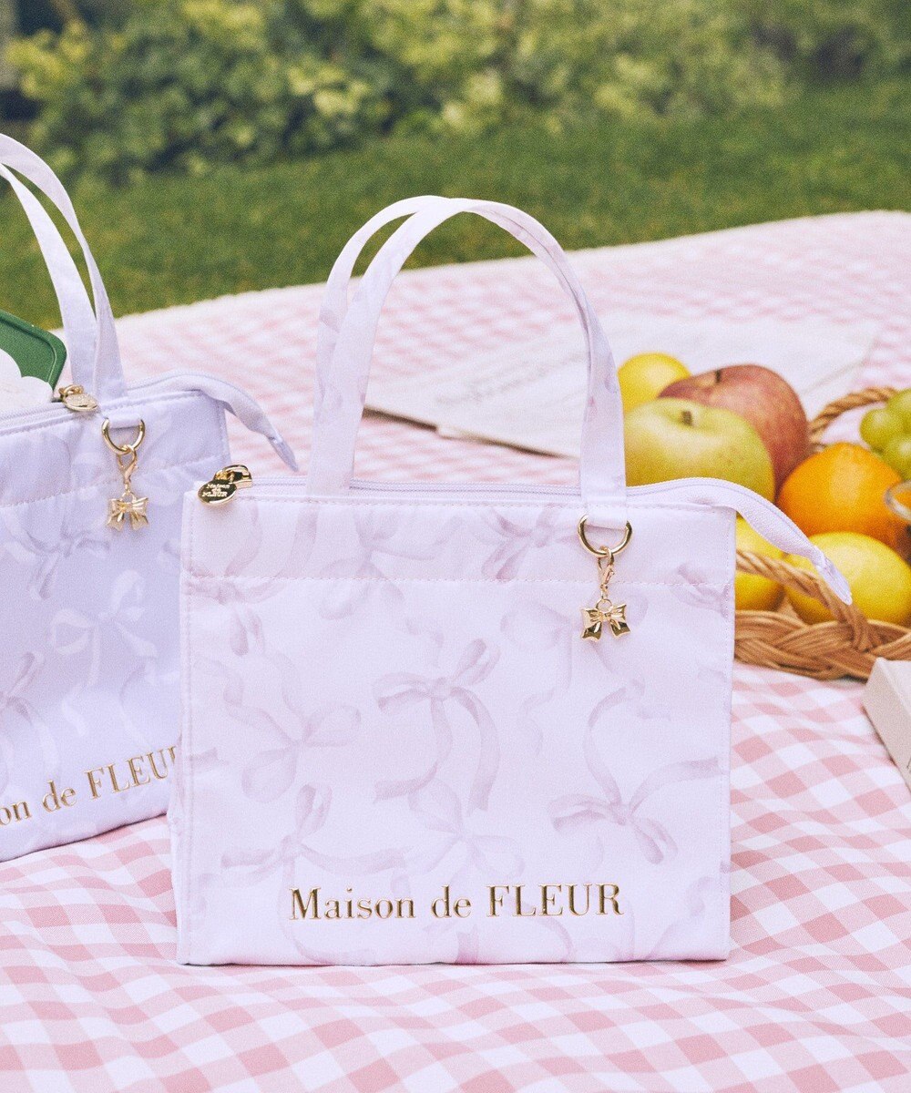 Maison de FLEUR 【保冷機能付き】リボン柄保冷バッグ 