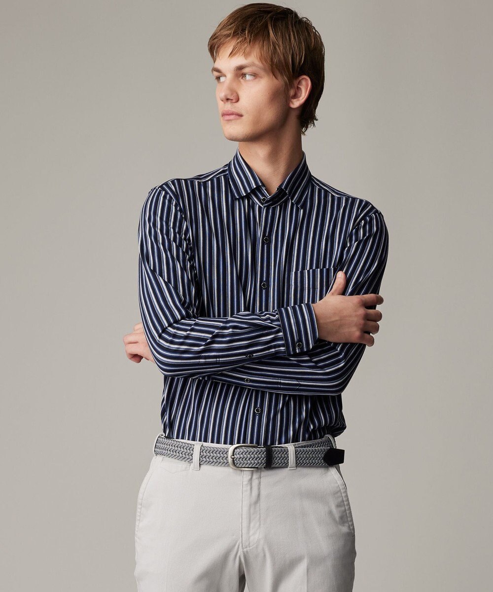 JOSEPH ABBOUD 【ストレッチ・イージーケア】ジャージーストライプシャツ 