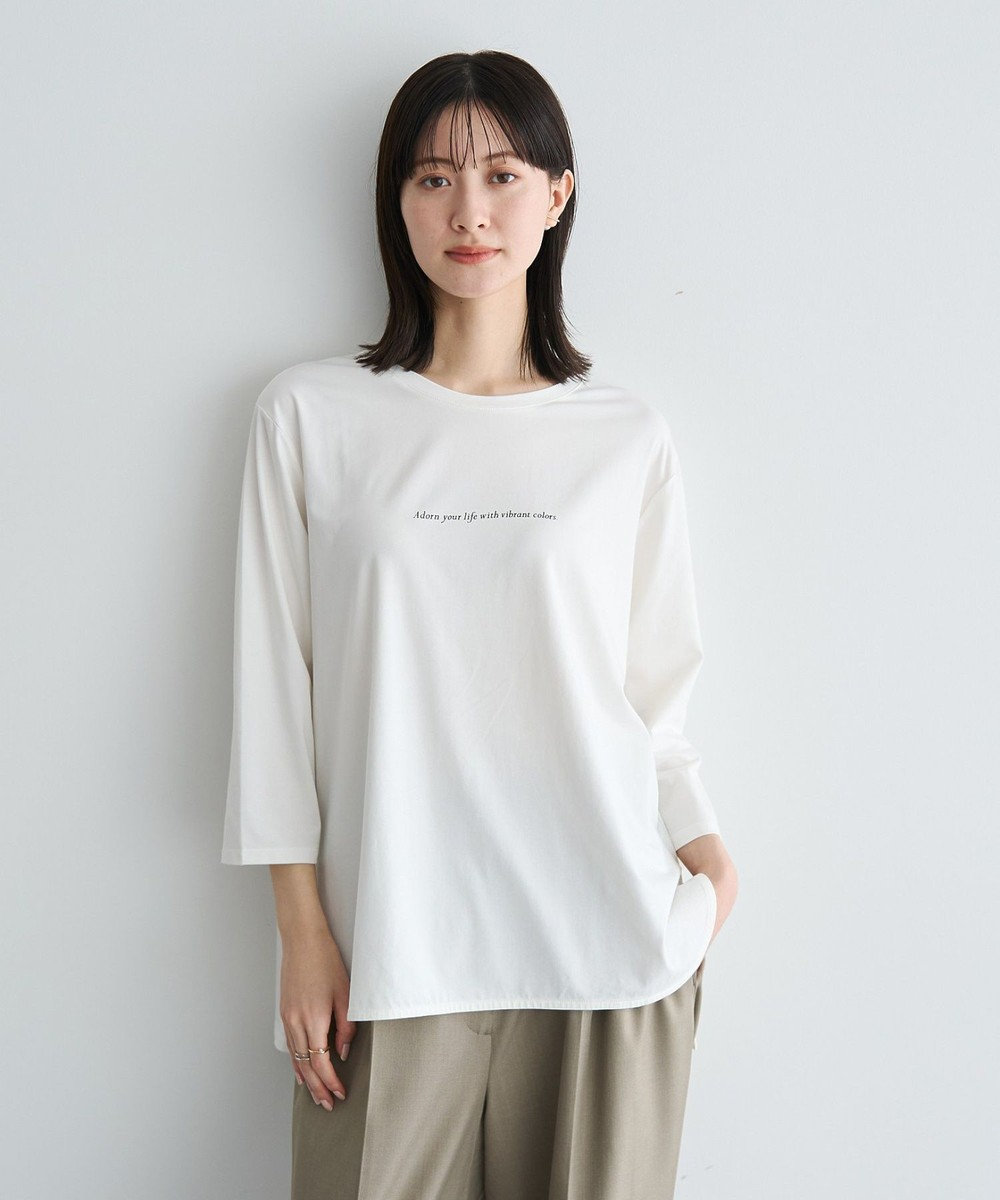 YECCA VECCA ラウンドヘム7分袖ロゴTee 