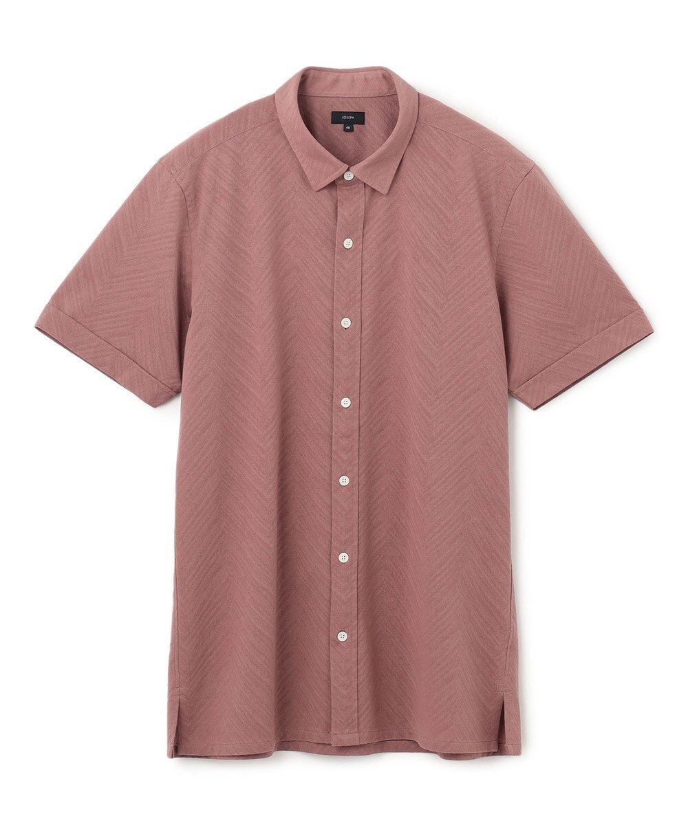 JOSEPH HOMME ブロークンヘリンボンジャージー　レギュラーカラー半袖シャツ 