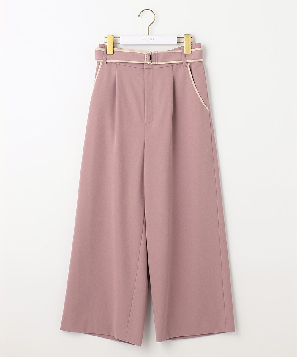 ANY SIS 【洗える】バイカラートリミングワイド パンツ 