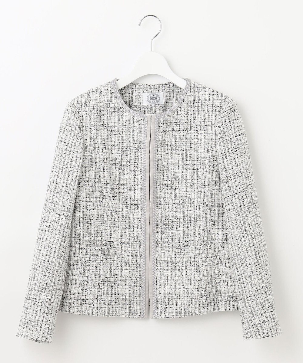 J.PRESS LADIES ファンシーツイード ノーカラー ジャケット 