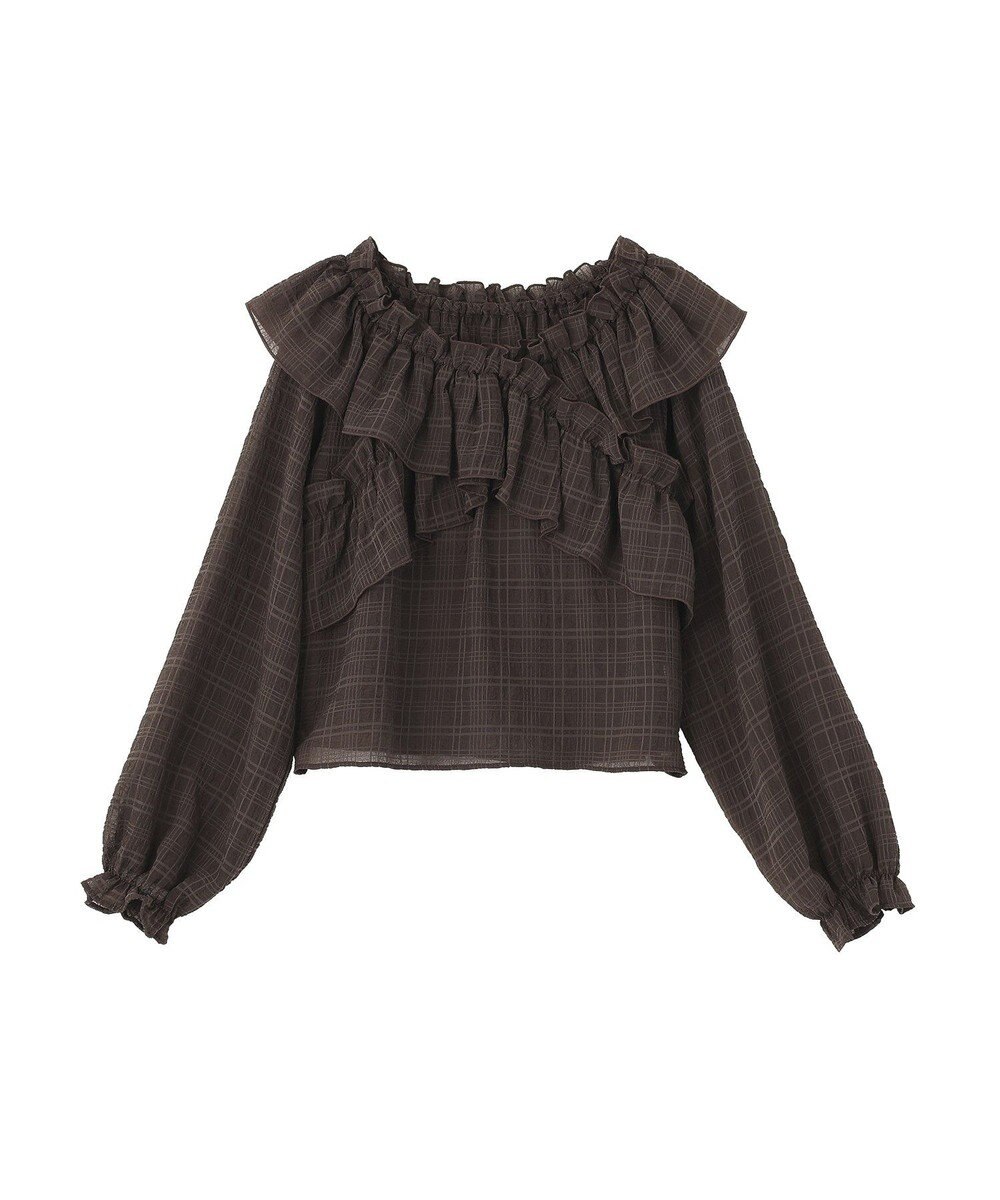 earth music&ecology シアーチェック2wayオフショルブラウス 