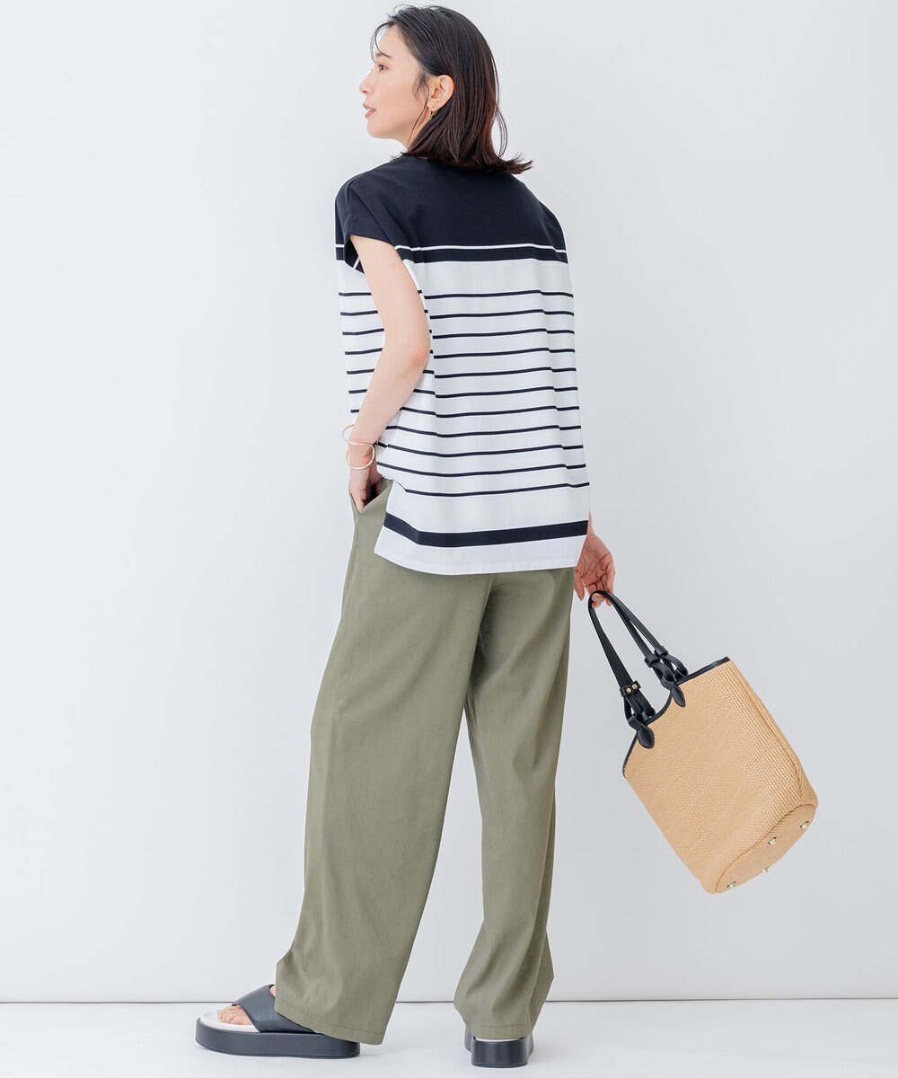 23区 S 【洗える】ランダムボーダー フレンチスリーブ カットソー 