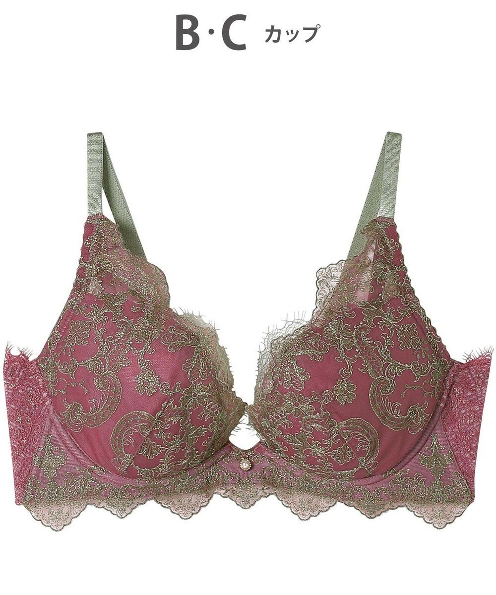 AMPHI ブラジャー 谷間メイク 脇高設計 細身え効果 Gカップまで対応 大きいサイズ 【Glama-Rich グラマリッチ 脇スッキリタイプ】ブラ BYJ603 アンフィ／ワコール 