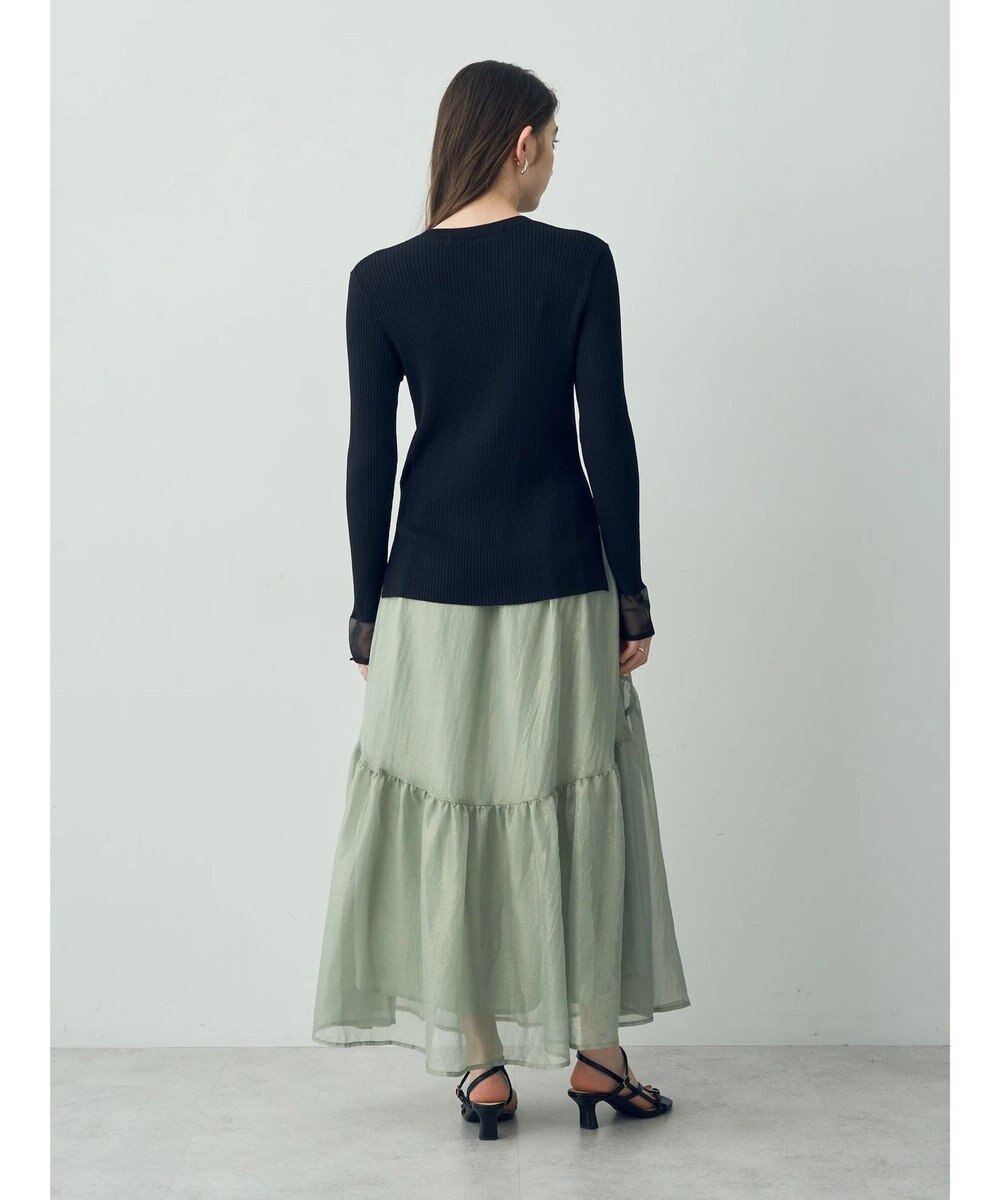 YECCA VECCA 箔プリントシアーギャザースカート 