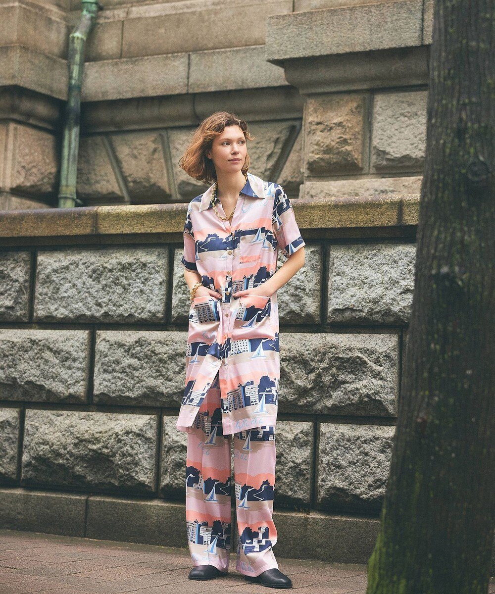 GRACE CONTINENTAL マリンプリントイージーパンツ 