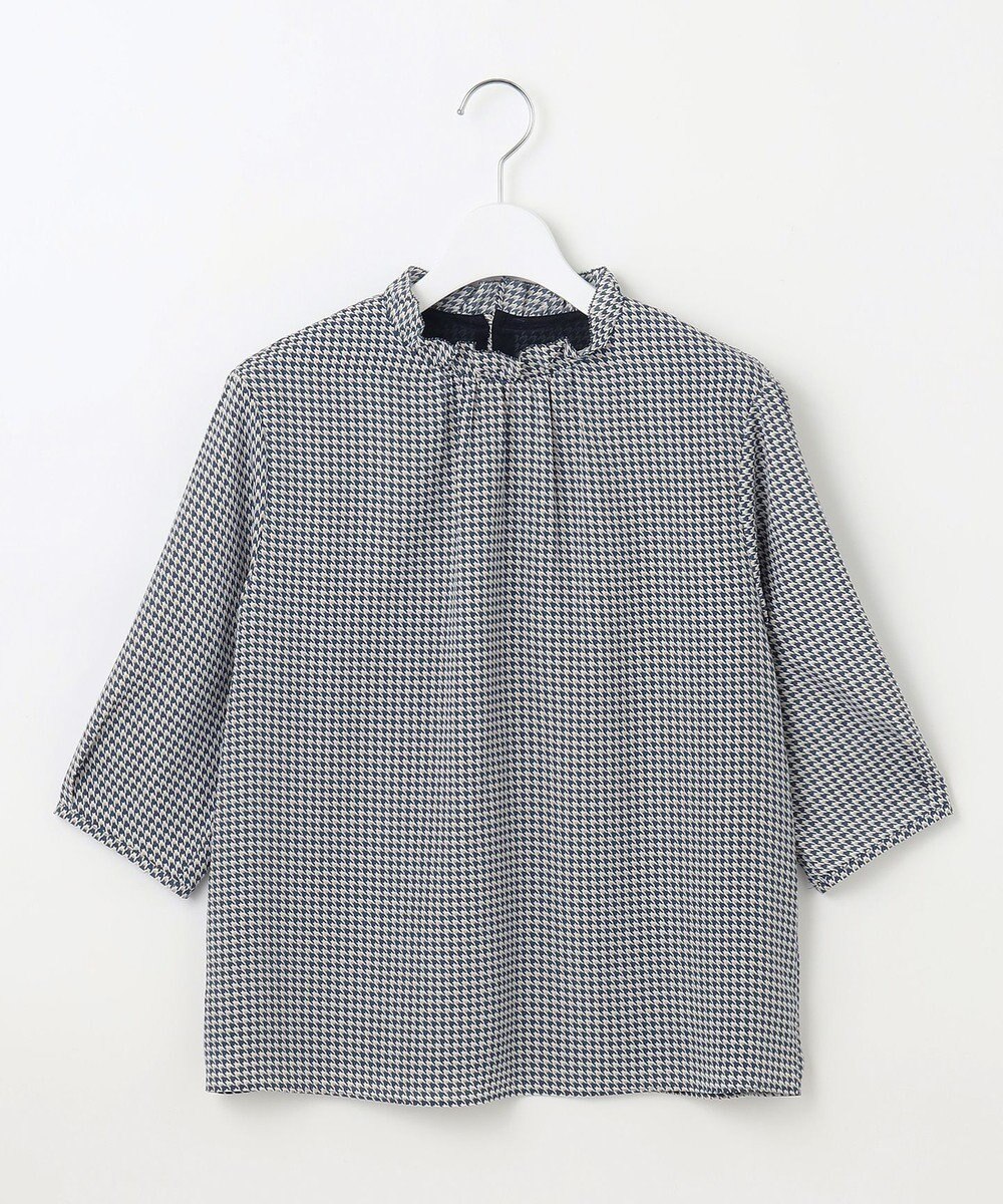 J.PRESS LADIES L 千鳥プリント フリル襟 カットソー 