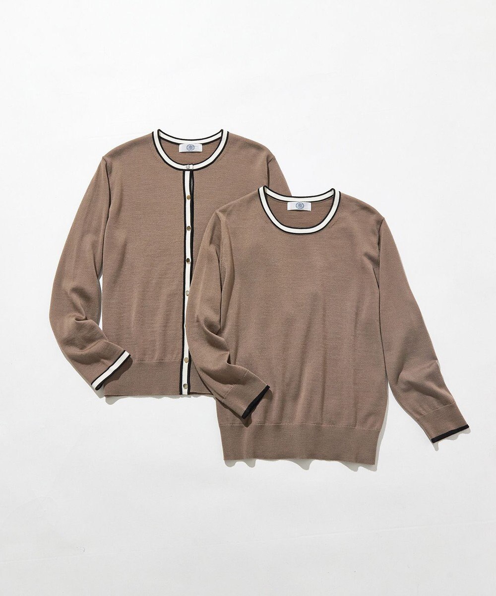 J.PRESS LADIES L 【洗える】トリムツイン ニット 