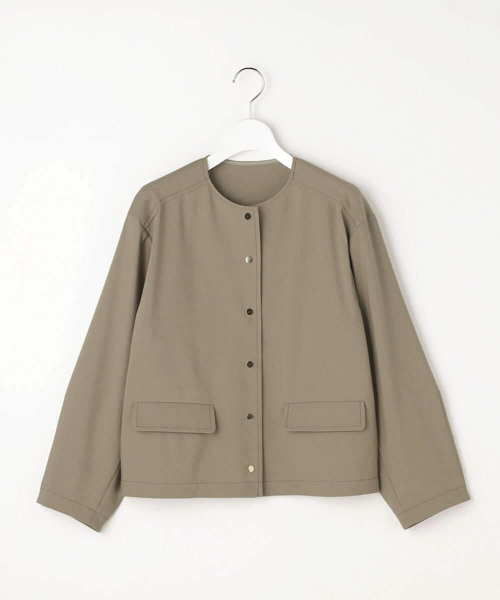 自由区 【カタログ掲載・セットアップ対応】リネンストレッチノーカラー ジャケット 