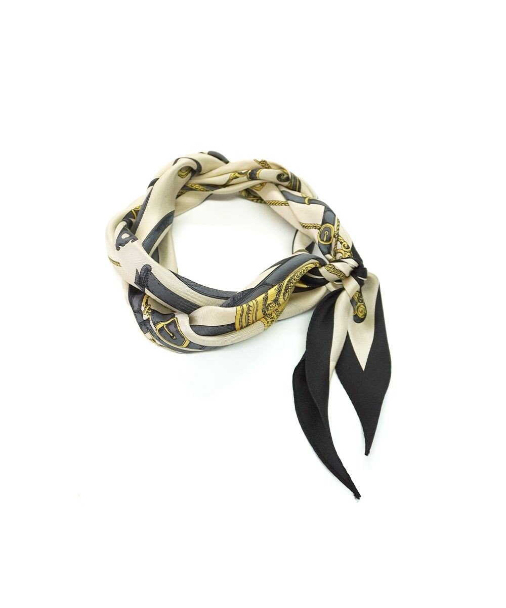 Marca 【 Marcaオリジナル】馬具と鞭 菱形スカーフ シルクツイル 