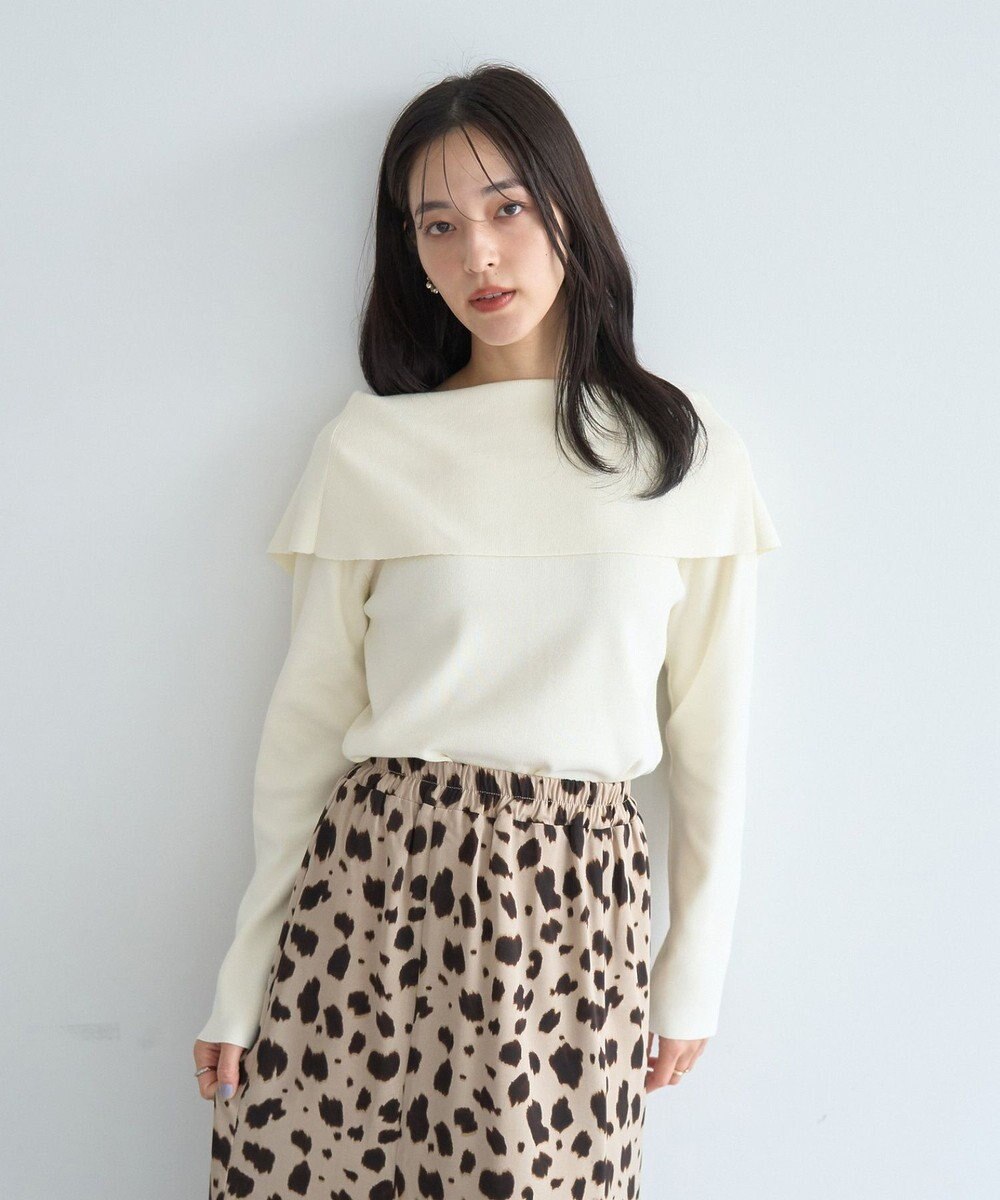 YECCA VECCA 2wayオフショルカラーカーディガン 