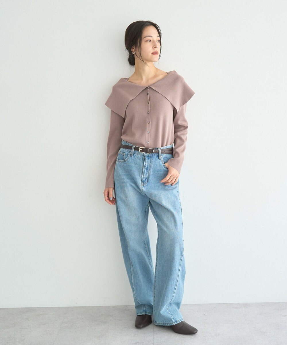 YECCA VECCA 2wayオフショルカラーカーディガン 