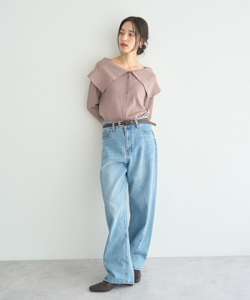 YECCA VECCA 2wayオフショルカラーカーディガン 