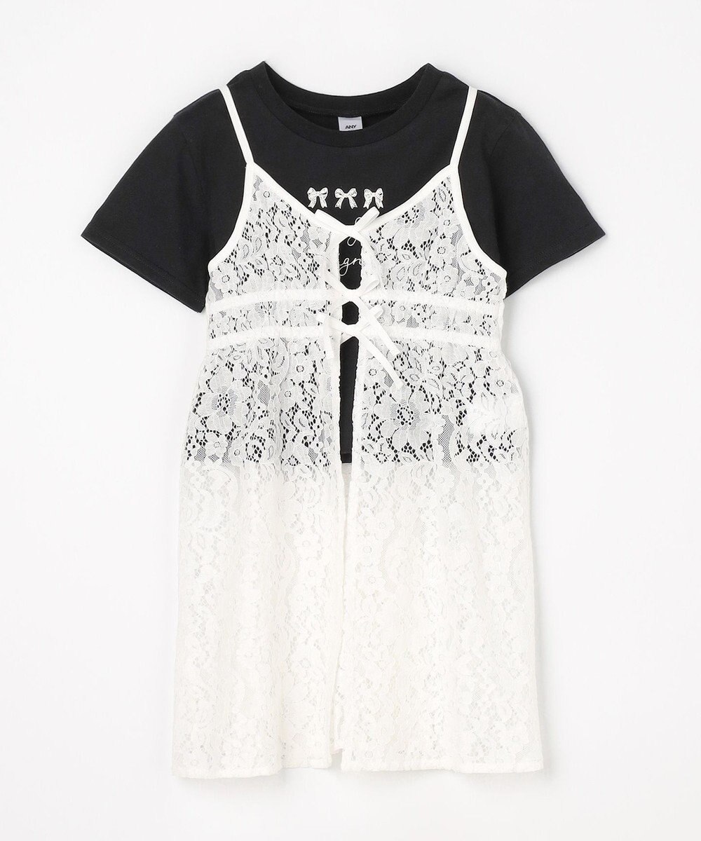 ANY KIDS 【2点セット】Tシャツ×レース キャミソールチュニック 