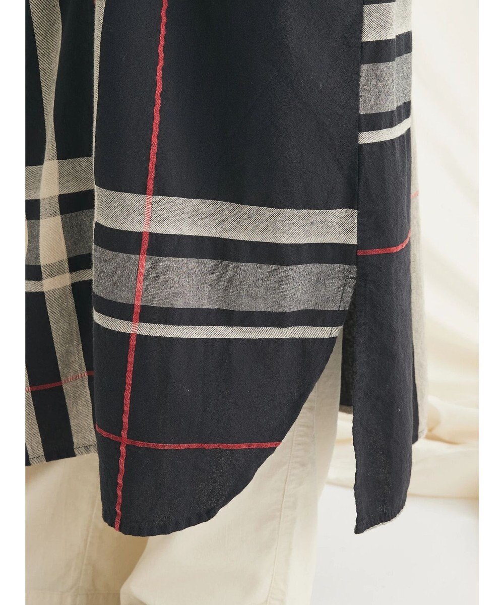 CRAFT STANDARD BOUTIQUE 先染めチェック（大）バンドカラー袖ＲＩＢ　ＯＰ 